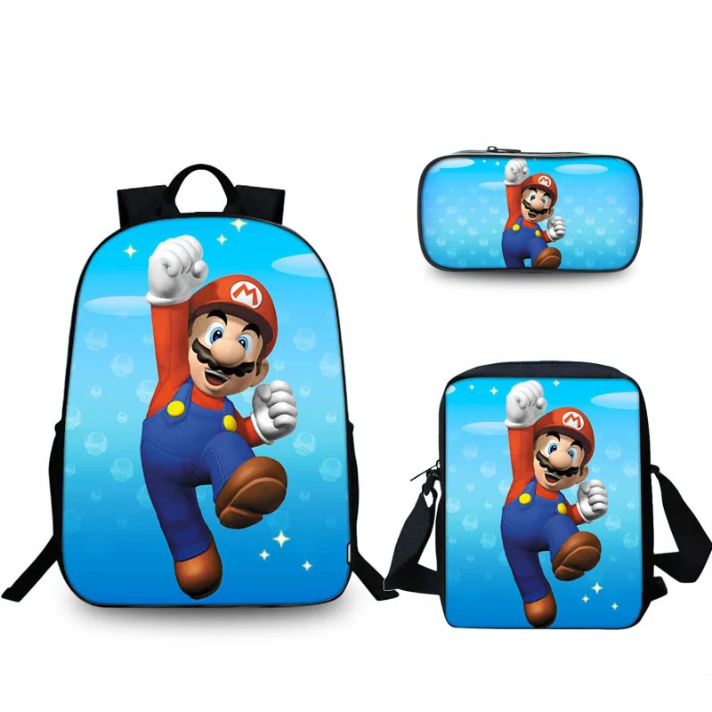 16 дюймов школьные сумки Mario Bros Sonic школьный рюкзак для девочек и мальчиков ортопедический Школьный Рюкзак Детские сумки для книг - Цвет: 3pcs 020