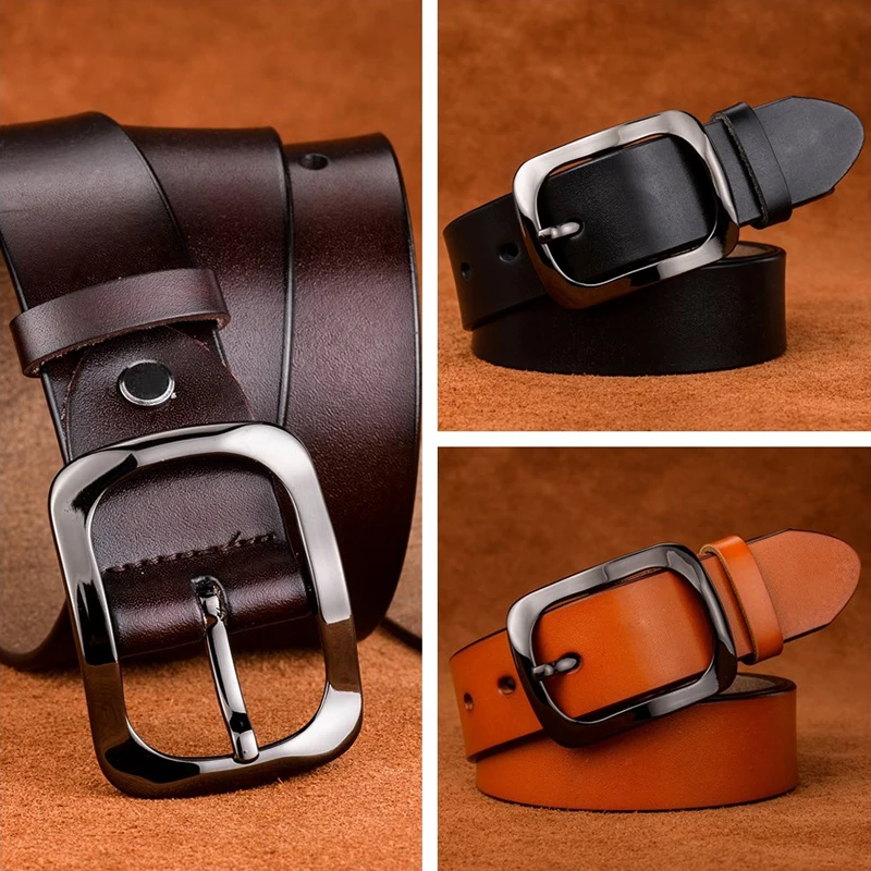 

Women's Belts Genuine Leather Brand Straps Female Waistband Pin Buckles New Designer Fashion for Jeans