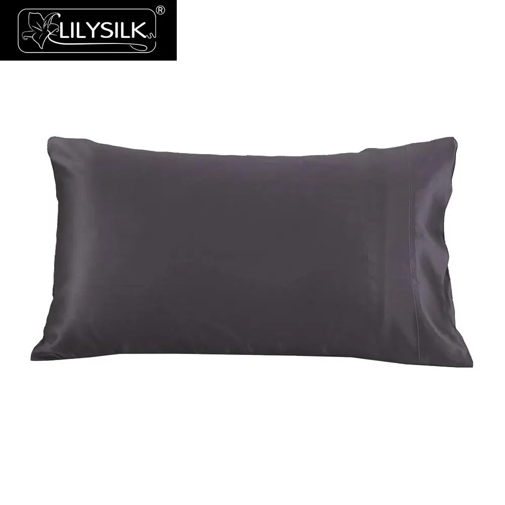 Lilysilk Двустронняя наволочка на подушку шелк- хлопок Чехол для подушки 11 цветов 22 Momme - Цвет: Charcoal Purple