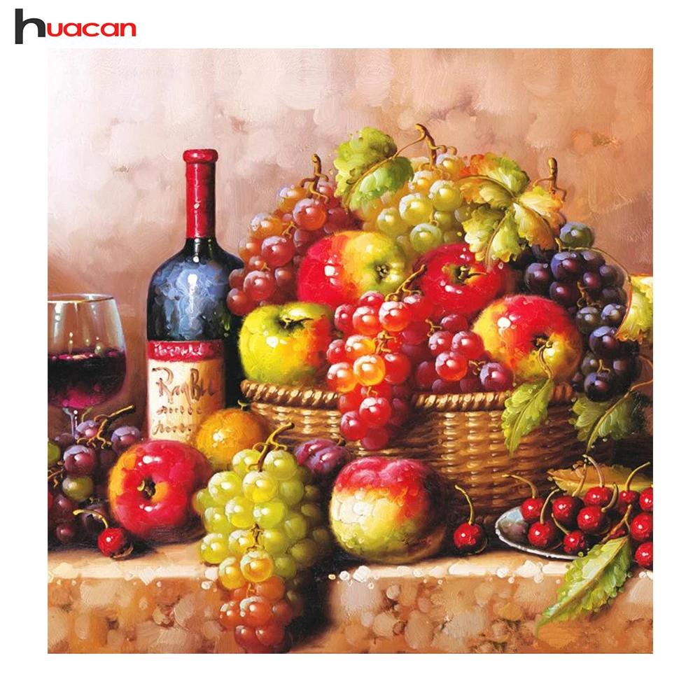 

Huacan DIY Diamond Painting Grapes Diamond Embroidery Full Square Rhinestones Mosaic Fruit Handmade Needlework Crafts Home Decor