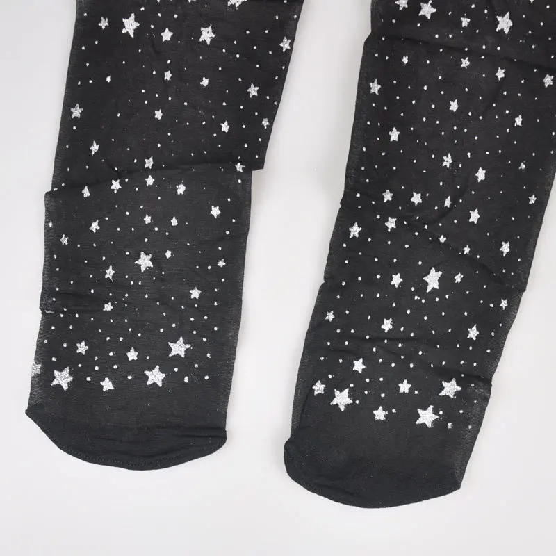 Корейский стиль Full sky Star жаккардовые ультра тонкие прозрачные колготки модные черные женские чулки 3 шт./лот