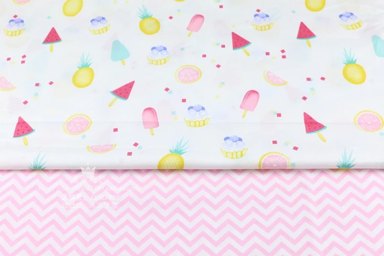 160 см* 50 см хлопчатобумажная ткань мультфильм ткань розовые Фрукты мороженое Детский комплект кровати «сделай сам» одежда платье Лоскутная Ткань Дети ручной работы ткань