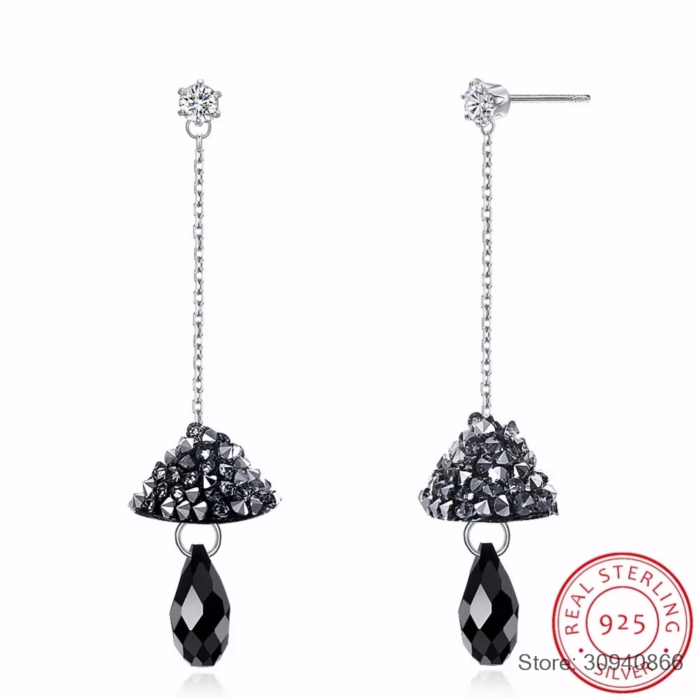 

SMTCAT Earrings for Women 925 Sterling Silver Fine Jewelry Crystal From mushroom Drop Earrings Brincos for Girl