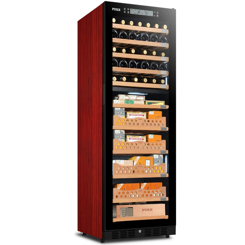Шкафчик для хранения сигар "humidor" Роскошная светодиодная подсветка humidor роскошный портсигар шкаф винный шкаф сигарный винный охладитель FK-188CW3 - Цвет: Красный