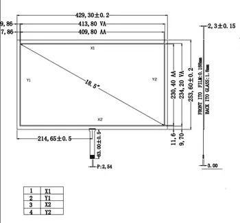 

18.5inch Resistive Touch Screen Panel 429.3mmx253.6mm 4Wire USB Kit for Monitor