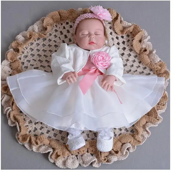 

Baby Girl's Pageant Suits 2017 Summer Pearl Christening Dress+Headband+Coat Infant 3PCS Sets Kids Birthday Formal Outfits