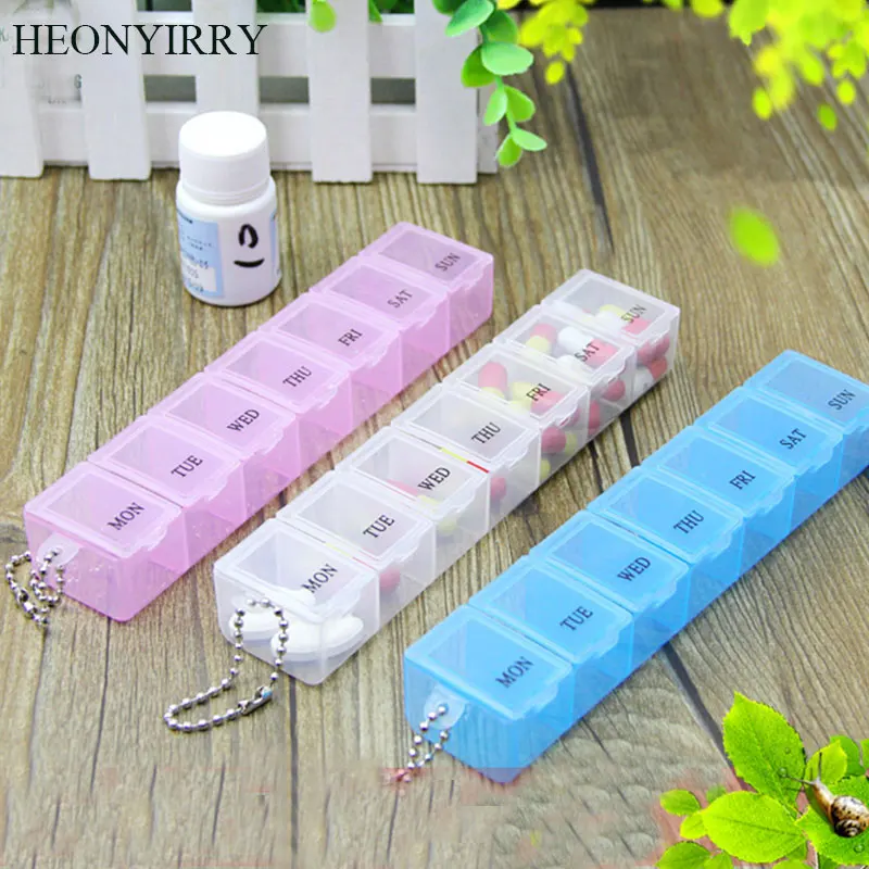 

2 PCS Random Color 7 Days Weekly Tablet Pill Medicine Box Holder Storage Organizer Container Case Pill Box Splitters