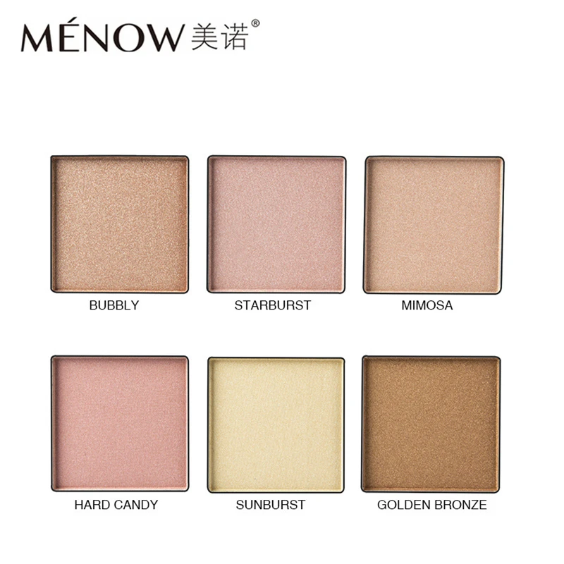 Menow Glow Kit Iluminador Makeup, 6 цветов, мерцающий хайлайтер, палитра для лица, пудра, бронзаторы, подсвечиваемые съемные палетки