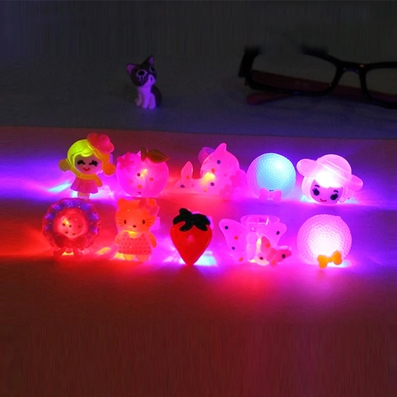 Stars Shine In The Dark Kids 5pc/set Luminous Rings New Children's Toys Flash LED Cartoon Lights Glow In The Dark Toys for Child