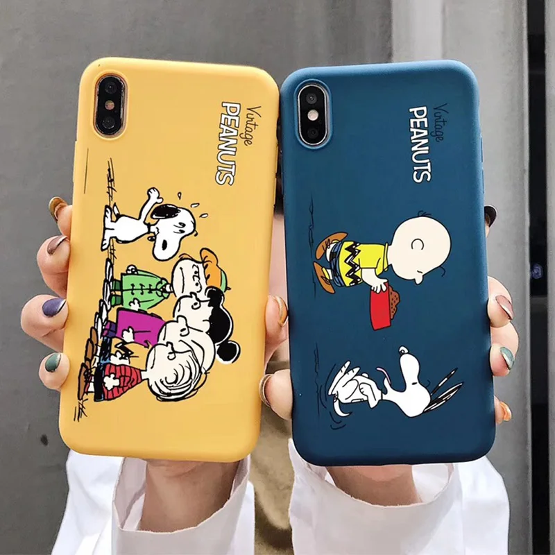 

Cute Cartoon peanuts family Patterned Soft TPU candy Cover for iPhone X XR 7 8 Plus 6 6s XS Max Silicon Slim Thin Phone Coque