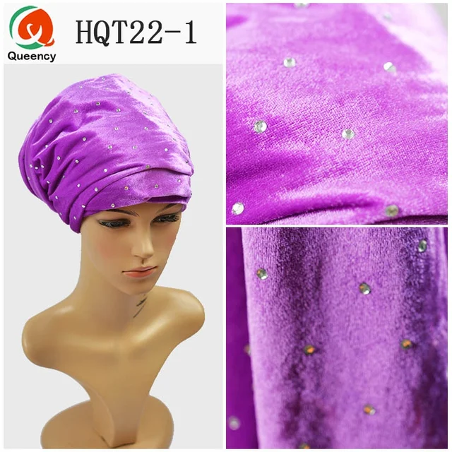 Hqt22 African Headtie Woman Velvet Head Wrap Ladies Velvet Multiple Styles Velvet Turbans Head 