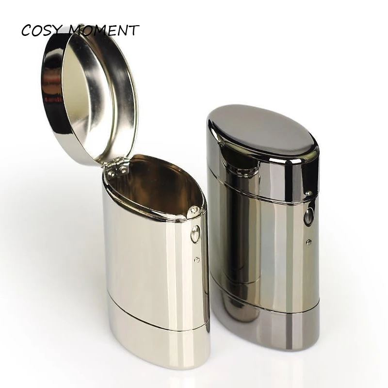

COSY MOMENT Portable Silver Black Cigarette Case Barrelled Metal Desktop Cigarette Box Storage 21pcs Cigarettes Packing YJ425
