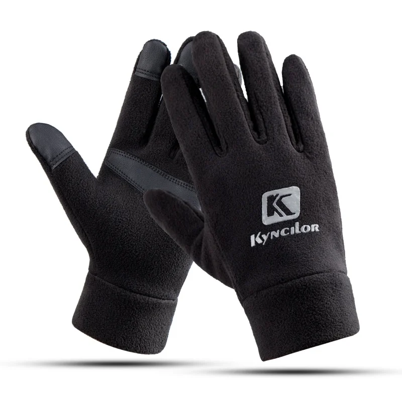 Зимние мужские и женские ветрозащитные термозащитные лыжные перчатки с сенсорным экраном для спорта на открытом воздухе, велоспорта, водонепроницаемые флисовые перчатки для сноуборда - Цвет: Черный