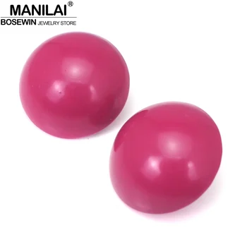 

MANILAI Hot Selling Round Metal Stud Earrings Fashion Candy Colors Big Earrings Women Party Bead Ear Stud Jewelry