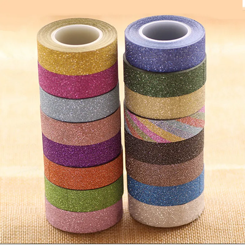 Decorative Glitter Gold Silver Washi Tape Adhesive DIY Paper Fabric