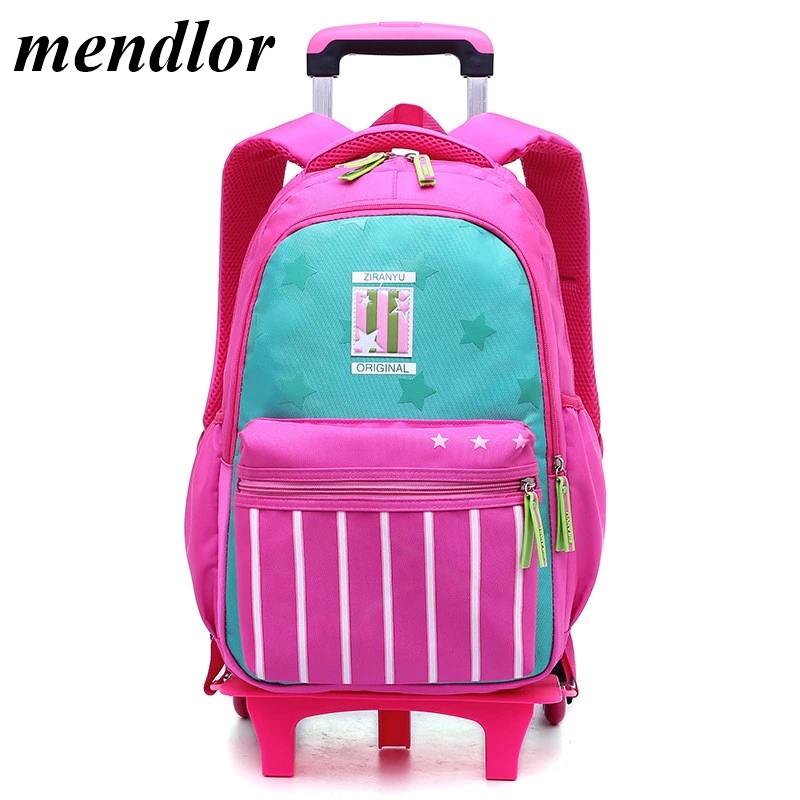

New Hot Cartoon Removable Multifunction Children School Bags With 6 Wheels Waterproof Backpacks Boys Trolley Schoolbag as Gift