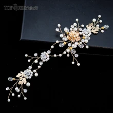 TOPQUEEN HP154 свадебные аксессуары для свадебной прически головные уборы с жемчугом и кристаллами золотого цвета невесты сплав украшения для волос