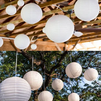 

50 pieces / set of white Chinese paper lanterns lanterns assorted size round paper lanterns wedding party hanging decoration fav