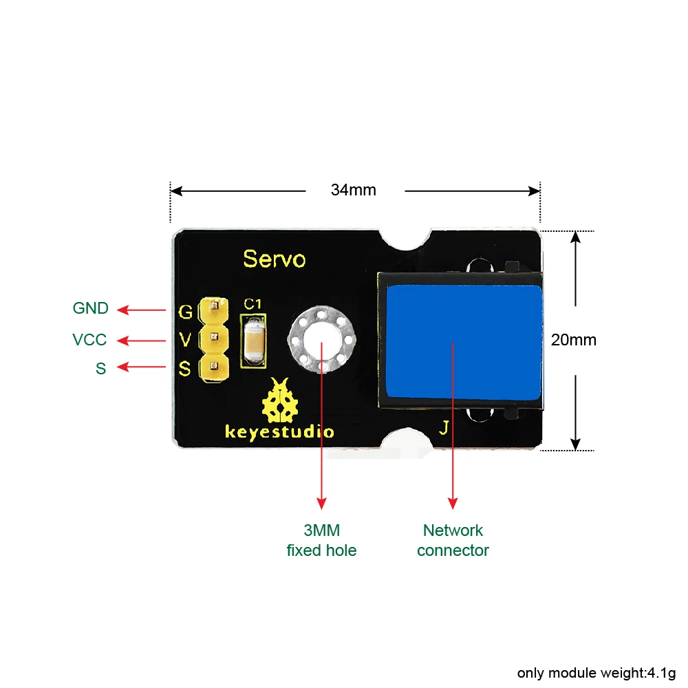 Keyestudio EASY plug(сервомодуль+ микро сервопривод) для Робот ардуино