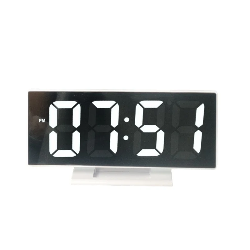 USB цифровой будильник светодиодный зеркальный часы Многофункциональный Повтор дисплей время ночной светодиодная подсветка настольное зеркало часы - Цвет: D