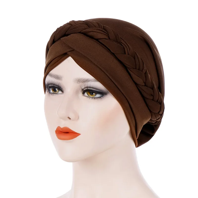 

Bohemia Style Women Turban Hat Fashion Braid Knot Lady Head Scarf Hijab Muslim Inner Hijab for Women Hair Accessories Hair Loss