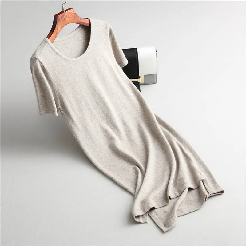 

J883 Women autumn fashion o neck brief design plain color knitted dress ladies casual match all sweater dresses vestidos