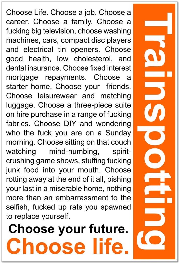 Trainspotting Quotes Choose Life Trainspotting Choose Life Movie Poster Home Decor Canvas Printed 4 Sizes  Free Shipping|Canvas Prints|Movie Postermovie Posters Free Shipping -  Aliexpress