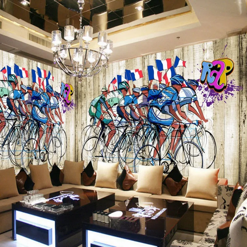 Фото обои 3D обои велоспорт упражнения тренажерный зал стильный ресторан фон Настенные обои для Холла на заказ Гостиная Фреска