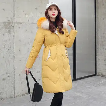 

Fake Fur Collar Winter Women Jacket New 2019 Fashion Women Winter Coat Slim Long Parkas Warm Hooded Winter Jacket