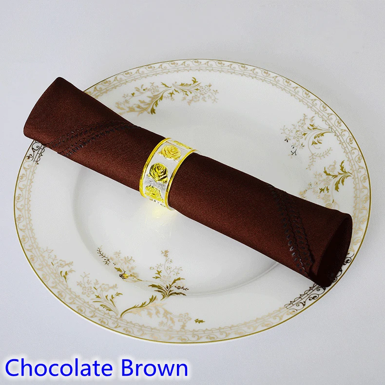 Chocolate colour Table napkin plain polyester napkin for wedding hotel and restaurant table