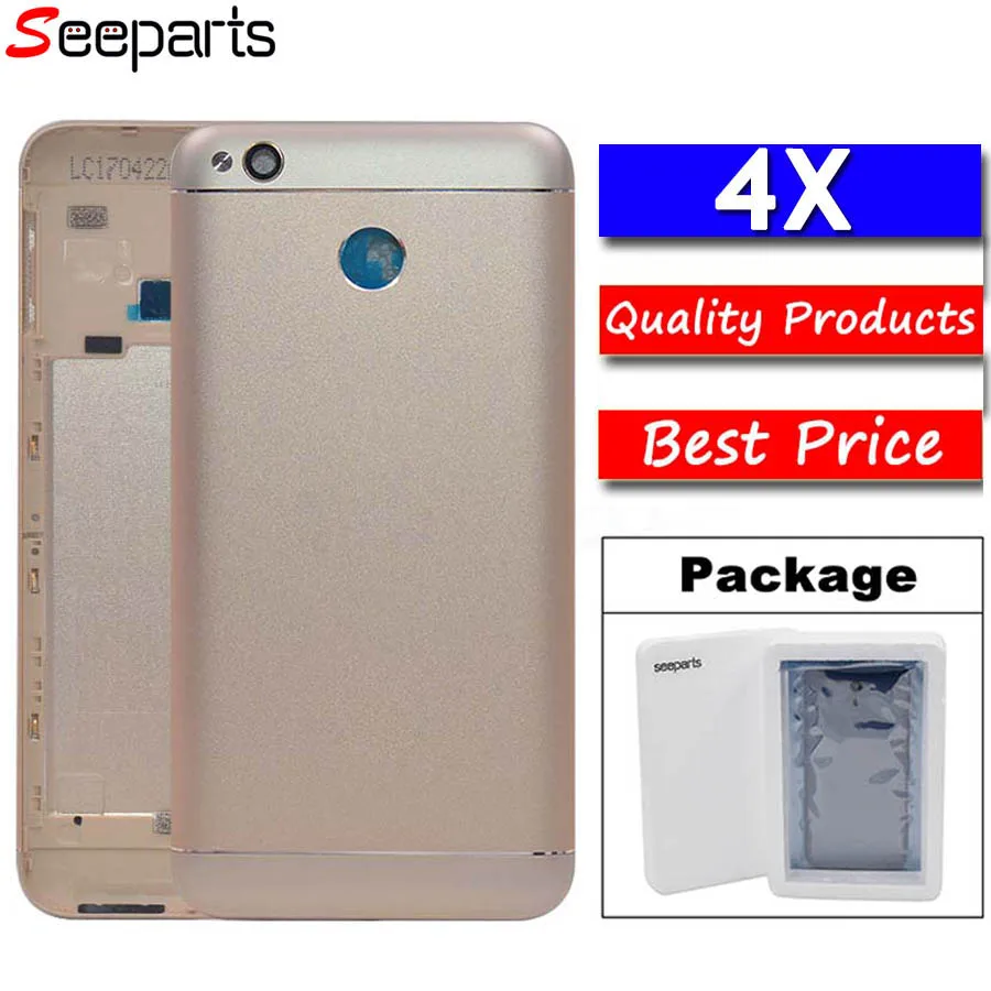

For Xiaomi Redmi 4X Back Battery Cover Metal+Camera Glass+Side Keys Rear Housing Redmi 4X Battery Door Case Replacement Parts