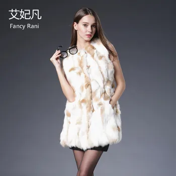 

Women Genuine Rabbit Fur Vest 2018 Winter Outwear New Rabbit Fur Coat Waistcoat Female Natural Real Fur Long Gilet Jacket Coats