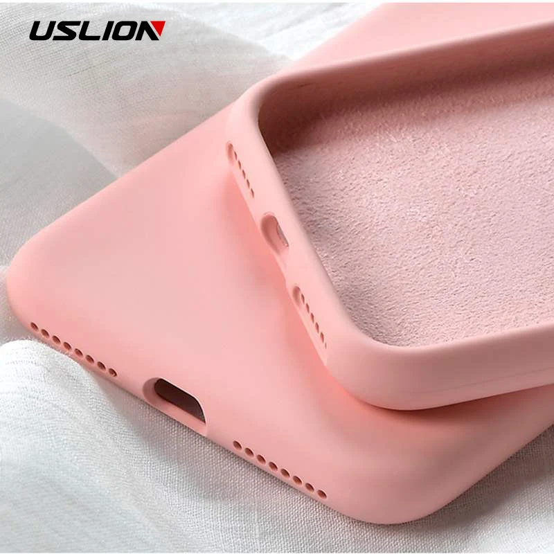 

USLION Phone Cases For iPhone 7 8 6 6s Plus Liquid Silicone Soft TPU Capa Fundas Cover For iPhone X XS XR Xs Max Case Shockproof