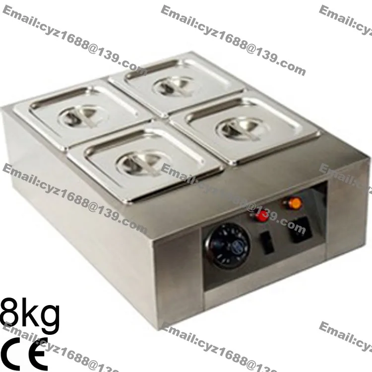 Commercial 110v 220v Electric 8kg Chocolate Fountain Choco Temperer Melter Warmer Boiler Machine w/ 4 Melting Pot