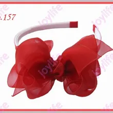 30 шт., новинка года, повязка на голову для девочек, 3-3,5 Шелковый в форме цветка для волос, бантик, повязка для волос из органзы