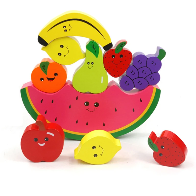 Деревянная игра в виде фруктов с балансировкой Мультяшные Обучающие