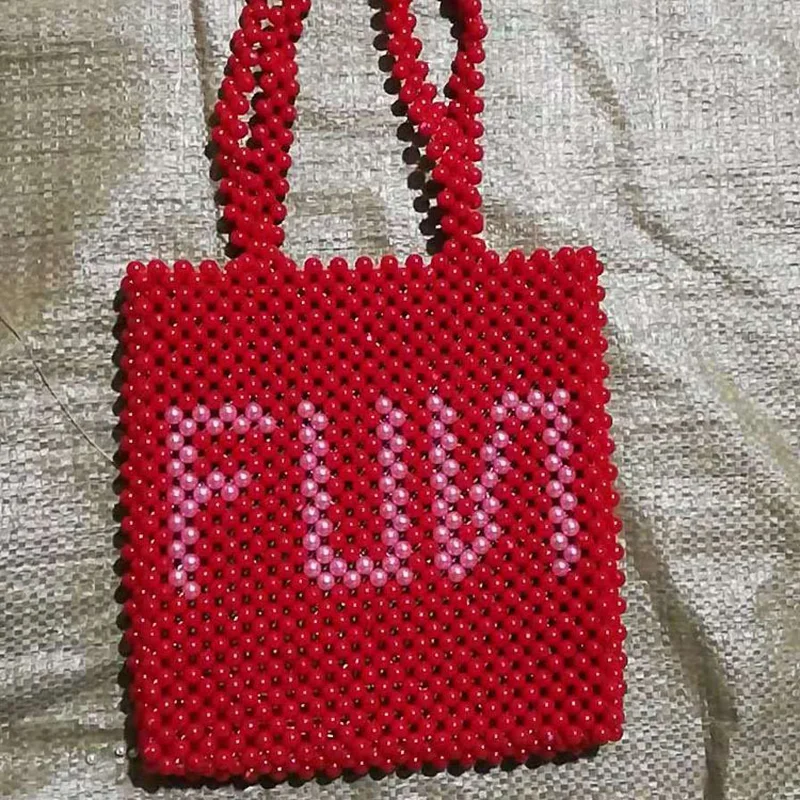 

English Alphabet Hand Woven Bag Hand-string Pearls Wrapped In Net Red The Same Hot Selling New Model