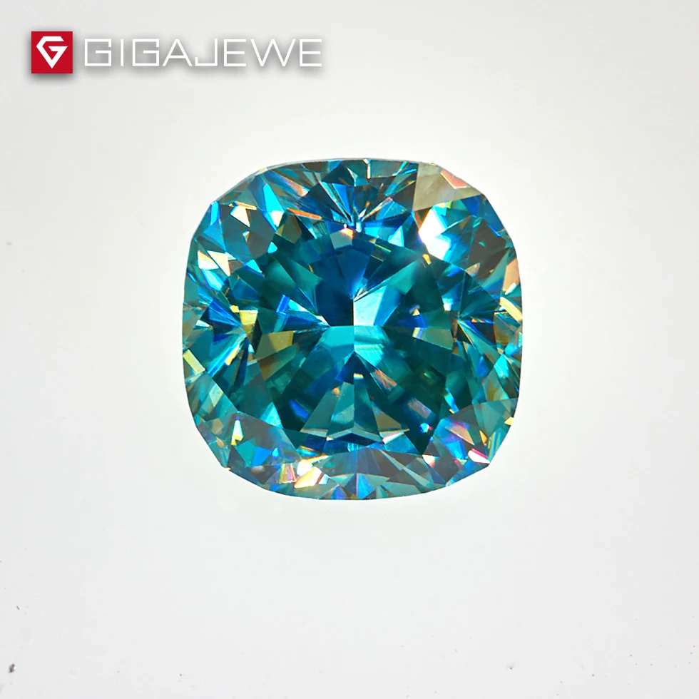 GIGAJEWE, голубой, синяя Подушка, большой размер, 5.8ct-13.4ct, свободный алмаз, тест, прошел, Муассанит, лаборатория, драгоценный камень, изготовление ювелирных изделий, подарок для женщин