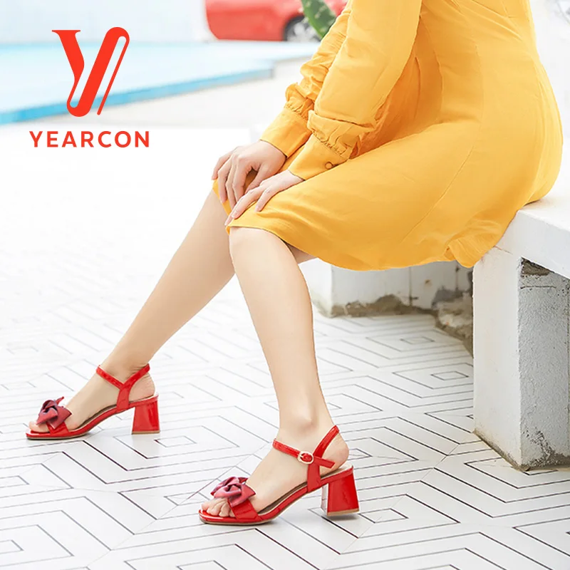 

YEARCON Fashion Ankle Strap Women Casual Sandals Open Toe Summer High Heel Shoes Buckle Ladies Office Work Sandalias Shoes 9351Z