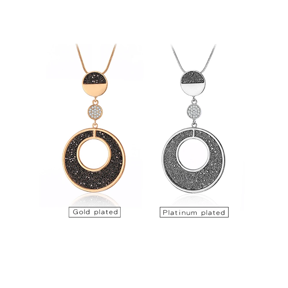Дизайн Винтаж золотой круглый кулон цепочки и ожерелья s черный модное ожерелье с кристаллами для женщин свитер ювелирные изделия-ожерелья