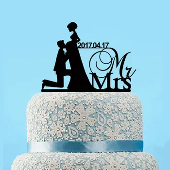 

Custom Mr & Mrs Wedding Silhouette Cake Topper Wedding Pregnant Woman Cake Topper Bride and Groom Cake Topper With Date
