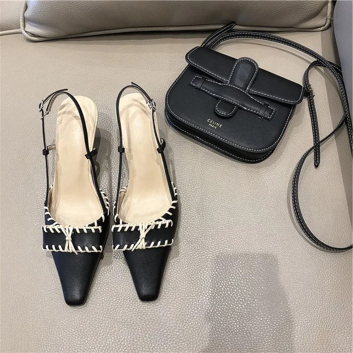 

2019 Spring Brand New Women Shoes Shoes Woman High Heel Wedding Shoes High Thin(5cm-8cm) Pointed Toe Shoe and Bag Set Casual