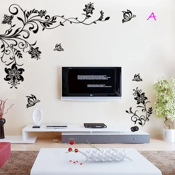 

Large Ka To Branch Butterfly Flower Vine Wall Sticker Wall Decor Bedroom DIY Art Mural Home Decals Home Decoration Wallpaper