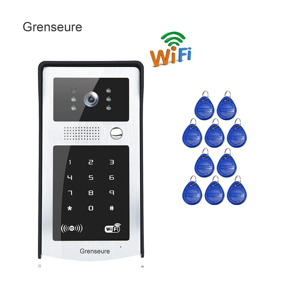 Free Shipping New Wifi Video Door Phone Intercom Metal Outdoor Doorbell with Touch RFID Code Keypad APP for IOS Android Phone Free Shipping New Wifi Video Door Phone Intercom Metal Outdoor Doorbell with Touch RFID Code Keypad APP for IOS Android Phone