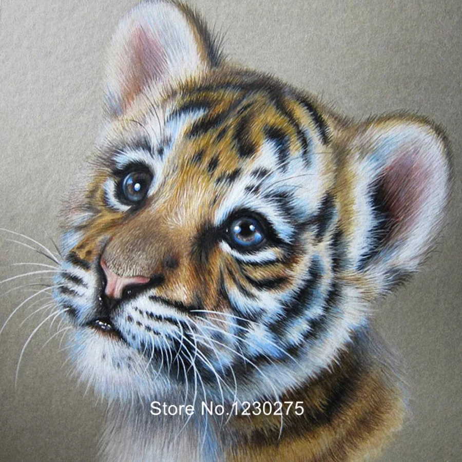 

Cute Little Tiger Diy Square 5D Diamond Painting Cross Stitch Mosaic Pattern Full Diamond Embroidery Animal Kits BG406