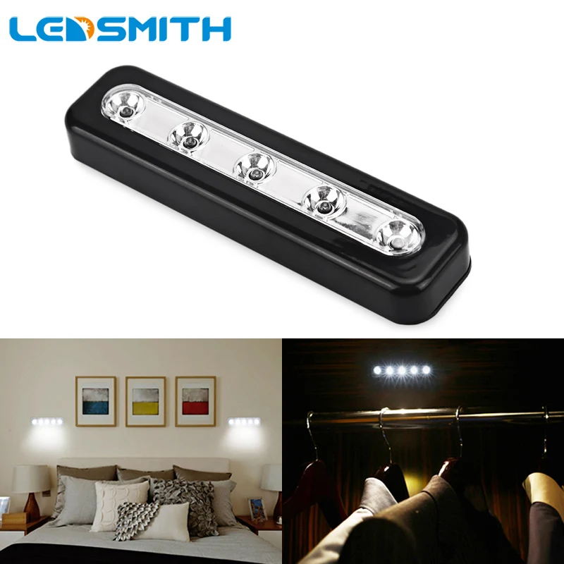 Ledsmith Empuje Touch Pared 5led Noche Luz Inicio Iluminacion Auto