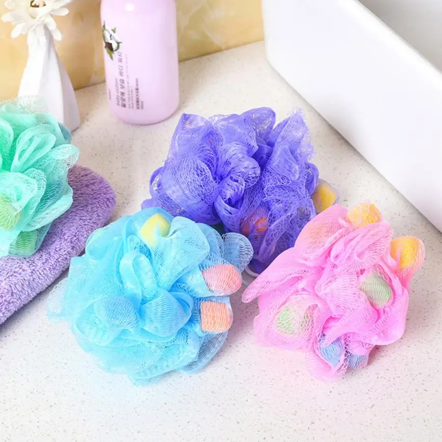 4Pcs Hygienic PE Bath Ball Rich Bubbles Bath Sponge Brush Bathroom