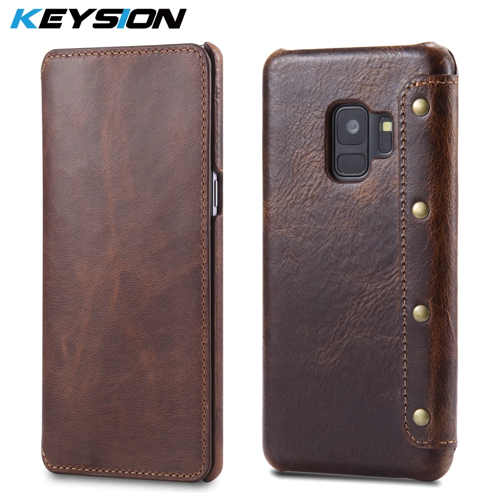Чехол KEYSION для Samsung Galaxy S9 + Plus кошелек из натуральной кожи защитный чехол всего