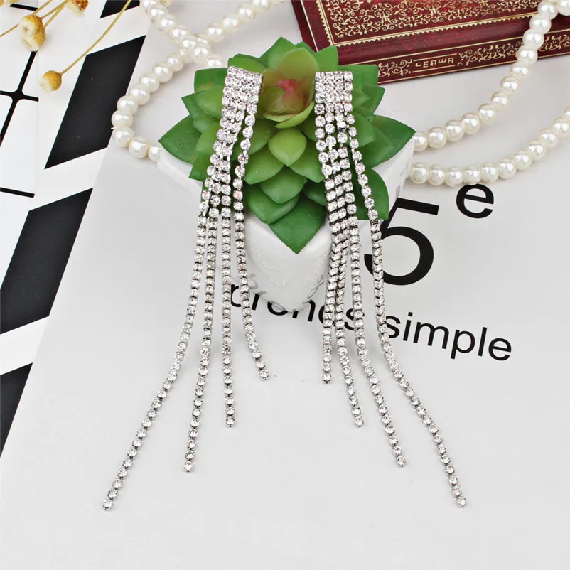 Trendry Earrings for Women's Fashion Alloy Full Drill Pendant Long Earrings Jewelry for gift Dangle Earrings Brincos J05#N (3)
