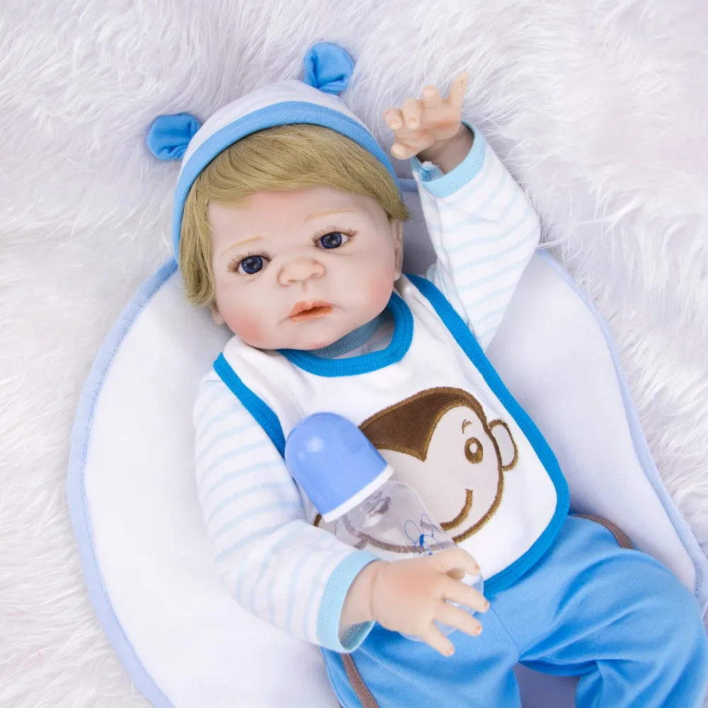 55cm full body silicone reborn dolls Lifelike Reborn Babies blond hair